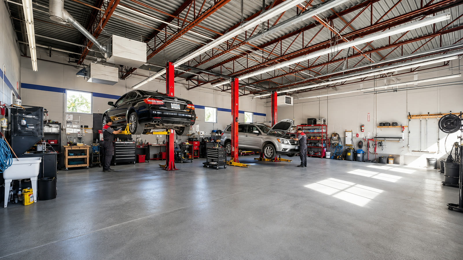 JB Auto service bay for diagnostics in Orléans